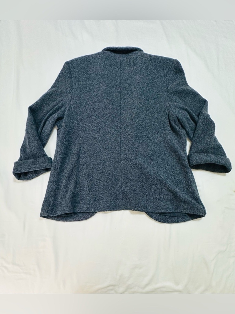 LAUREN CONRAD GRAY TWEED OPEN FRONT BLAZER JACKET 3/4 SLEEVE SIZE 16 - Picture 6 of 13